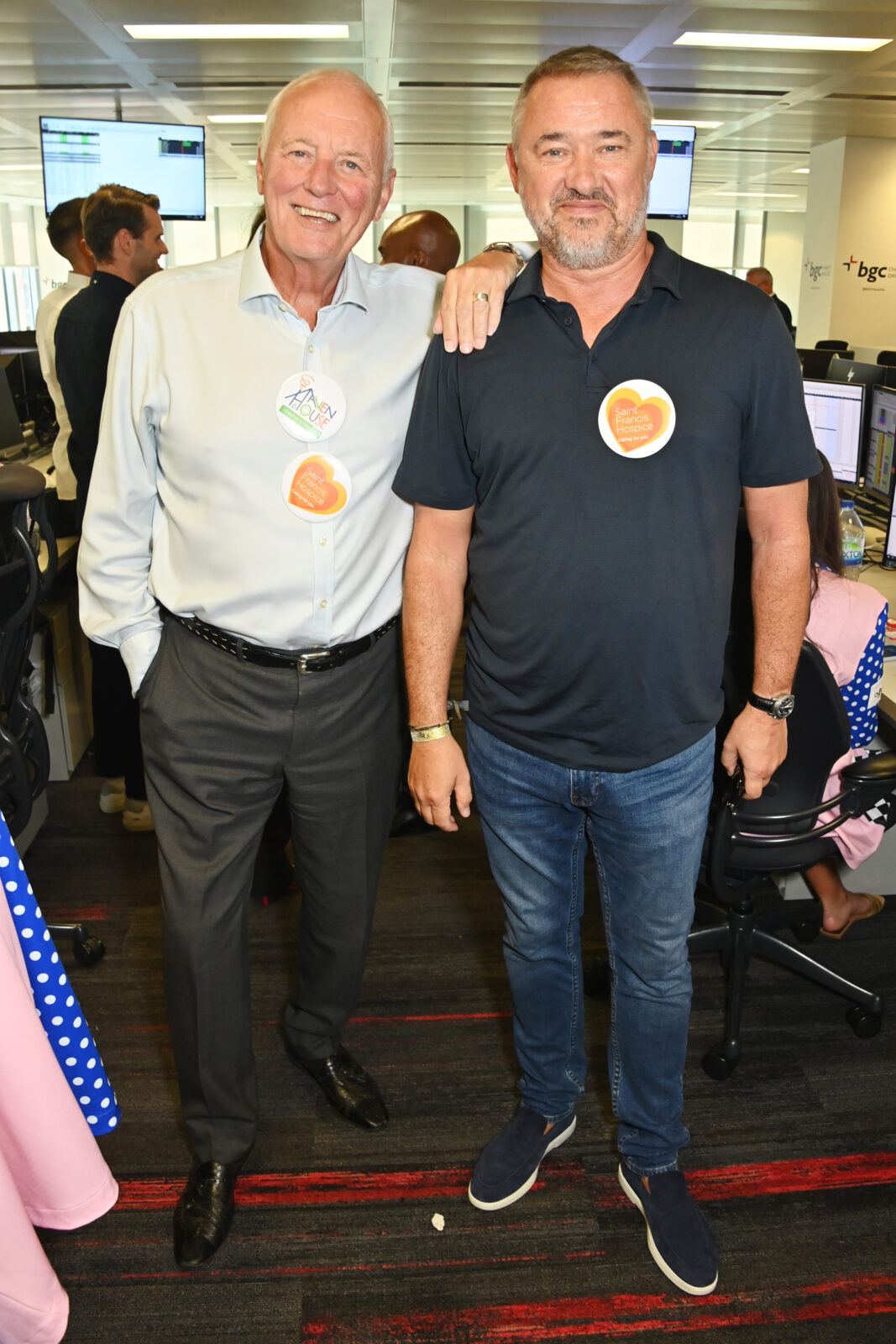LONDON, ENGLAND - SEPTEMBER 11: Barry Hearn and Stephen Hendry attend the BGC Group Charity Day on behalf of Saint Francis Hospice, raising millions for good causes in memory of BGC's colleagues lost on 9/11, on September 11, 2023 in London, England. Pic Credit: Dave Benett