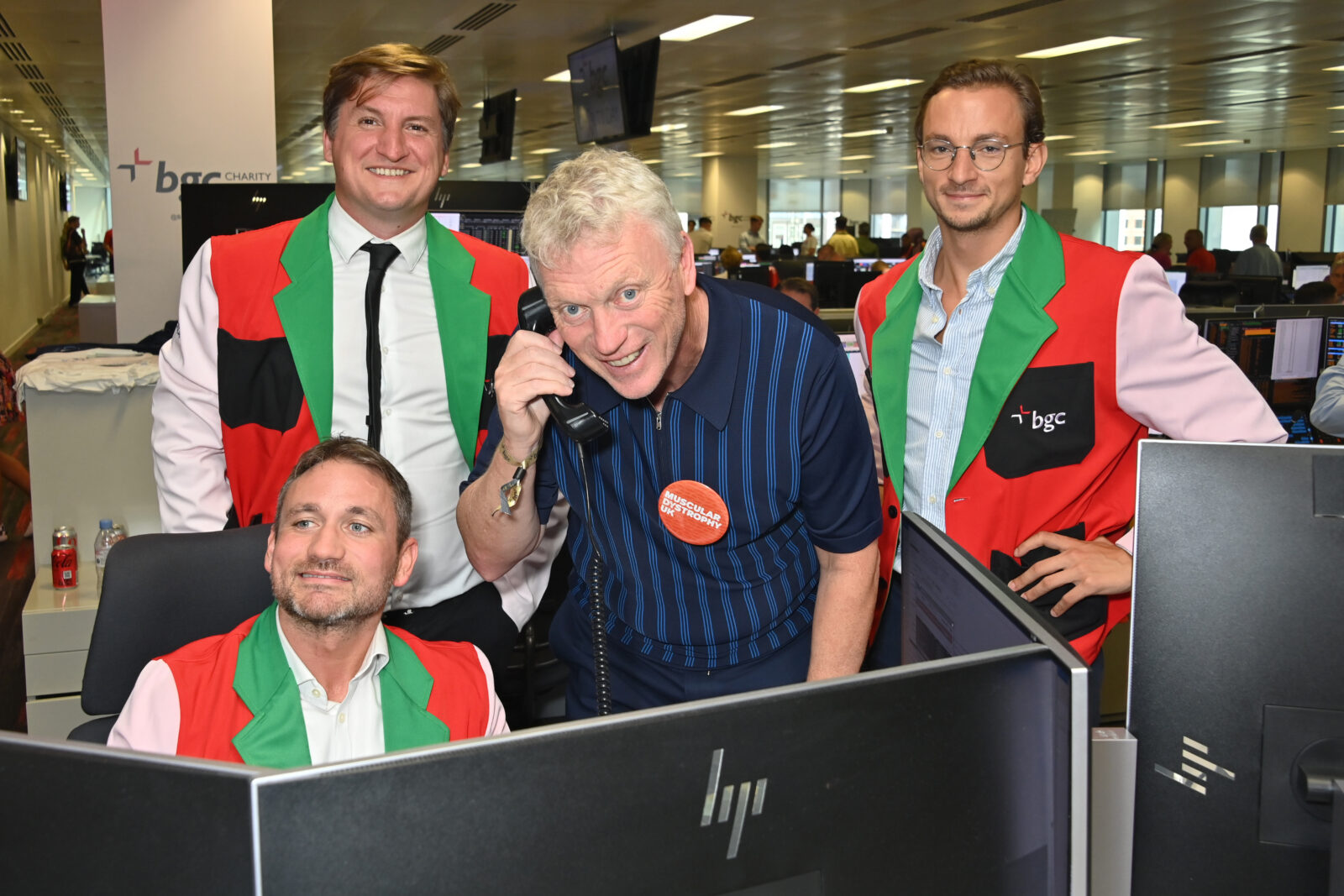 LONDON, ENGLAND - SEPTEMBER 11: David Moyes (2R) and BGC Traders attend the BGC Group Charity Day on behalf of Muscular Dystrophy UK, raising millions for good causes in memory of BGC's colleagues lost on 9/11, on September 11, 2023 in London, England. Pic Credit: Dave Benett