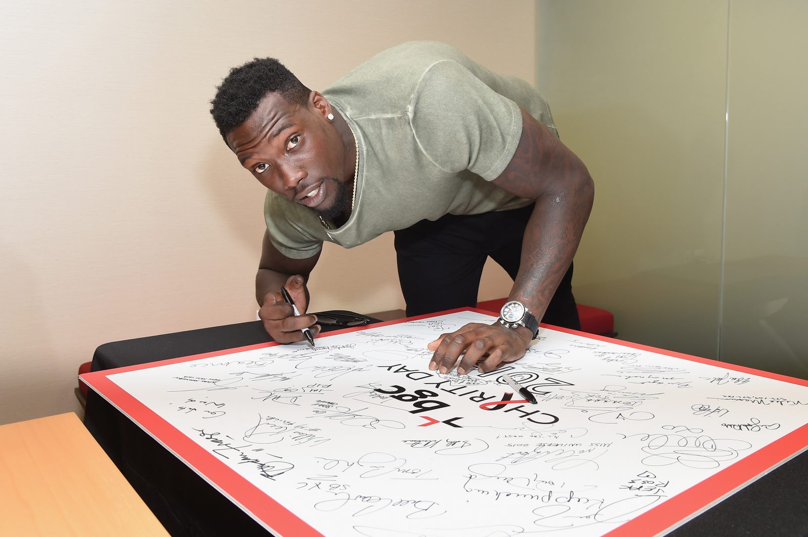 NEW YORK, NY - SEPTEMBER 12: NFL Player Jason Pierre-Paul attends Annual Charity Day hosted by Cantor Fitzgerald, BGC and GFI at BGC Partners, INC on September 12, 2016 in New York City. (Photo by Larry Busacca/Getty Images for Cantor Fitzgerald)