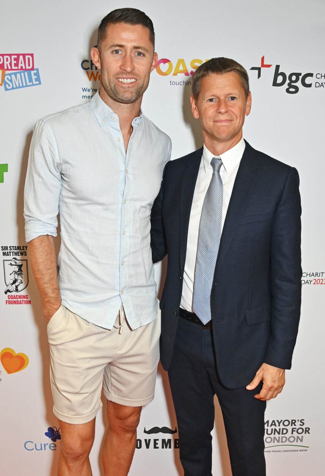 LONDON, ENGLAND - SEPTEMBER 11: Gary Cahill and Chief Operating Officer at BGC Partners Sean Windeatt attend the BGC Group Charity Day on behalf of Oasis UK, raising millions for good causes in memory of BGC's colleagues lost on 9/11, on September 11, 2023 in London, England. Pic Credit: Dave Benett