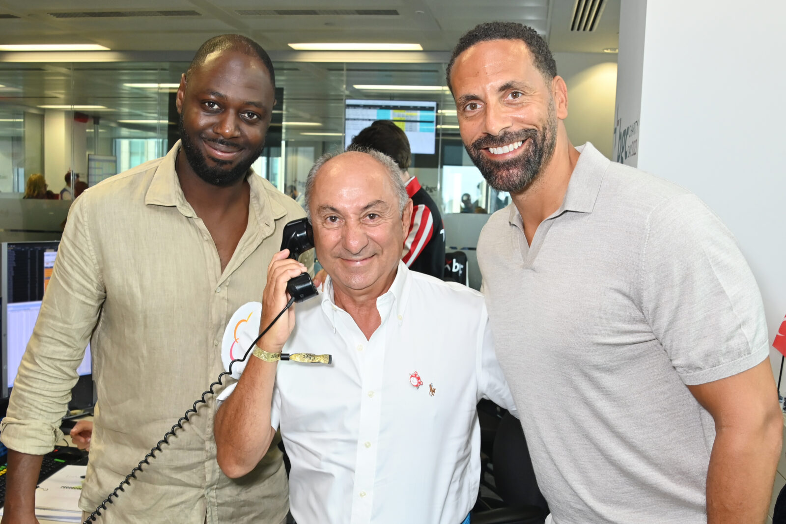 LONDON, ENGLAND - SEPTEMBER 11: (L to R) Ledley King, Osvaldo Ardiles and Rio Ferdinand attend the BGC Group Charity Day on behalf of St Clare Hospice, Noah's Ark Children's Hospice and Wellbeing of Women, raising millions for good causes in memory of BGC's colleagues lost on 9/11, on September 11, 2023 in London, England. Pic Credit: Dave Benett
