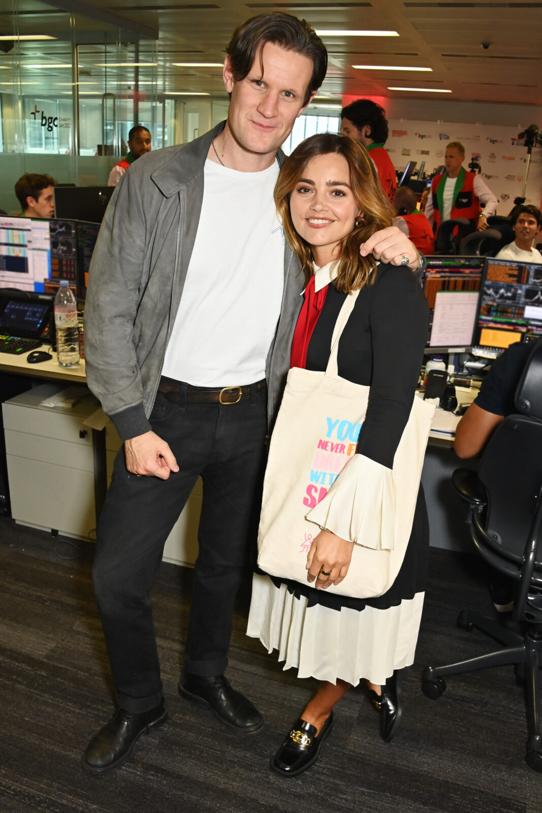 LONDON, ENGLAND - SEPTEMBER 11: Matt Smith and Jenna Coleman attend the BGC Group Charity Day on behalf of Choose Love and Spread A Smile, raising millions for good causes in memory of BGC's colleagues lost on 9/11, on September 11, 2023 in London, England. Pic Credit: Dave Benett