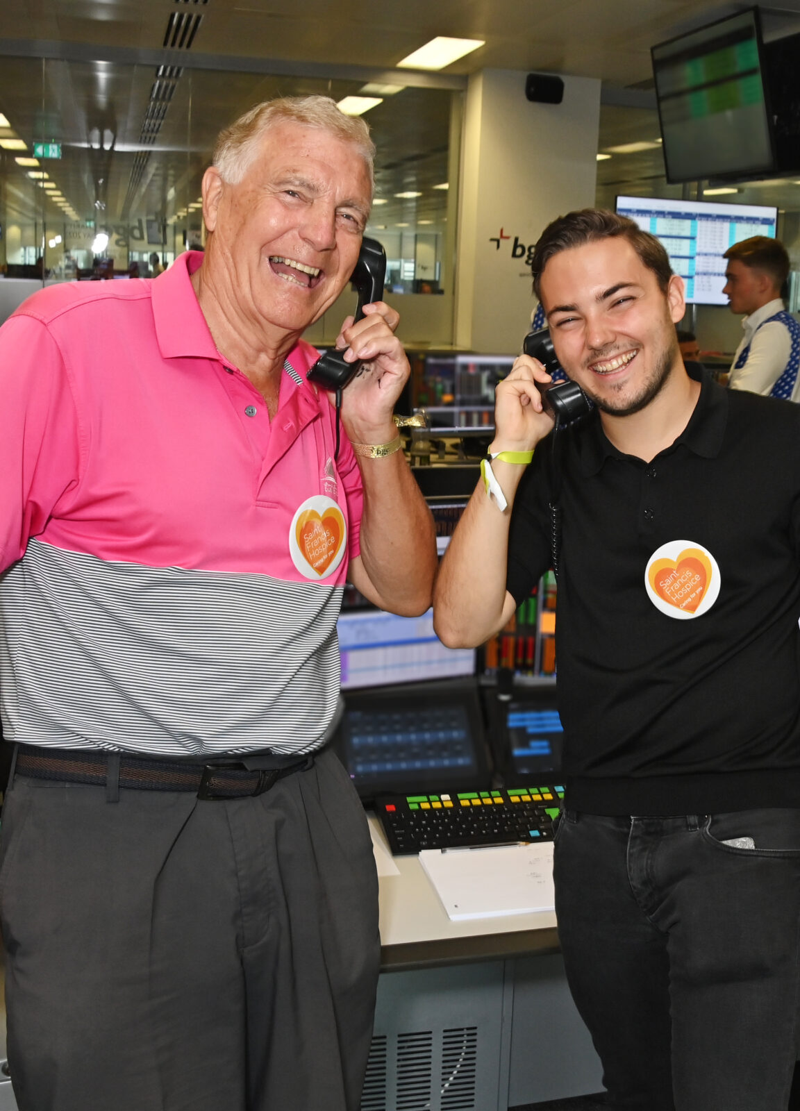 LONDON, ENGLAND - SEPTEMBER 11: Sir Trevor Brooking and Jack Sullivan attend the BGC Group Charity Day on behalf of Saint Francis Hospice, raising millions for good causes in memory of BGC's colleagues lost on 9/11, on September 11, 2023 in London, England. Pic Credit: Dave Benett